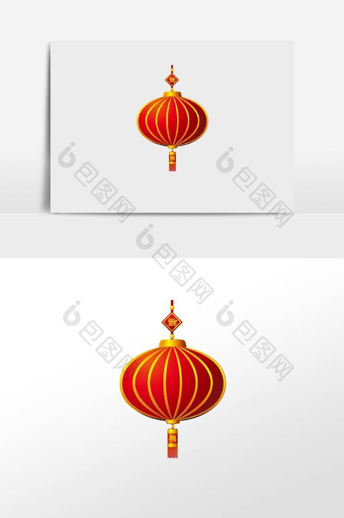 手绘中国年红灯笼元素