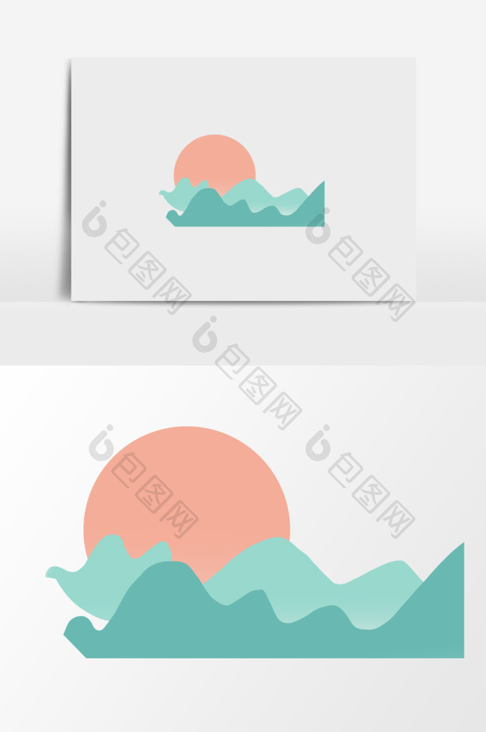 一轮红日插画图片