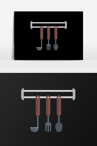 手绘勺子挂件插画元素图片