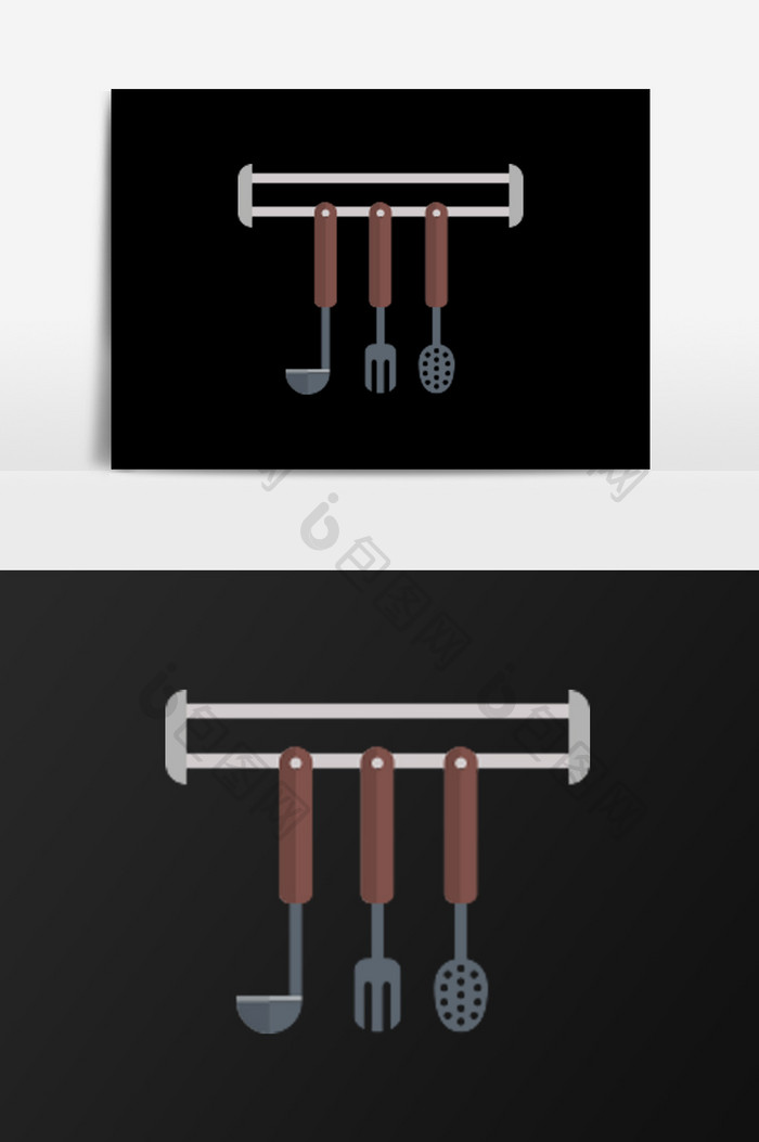 手绘勺子挂件插画元素