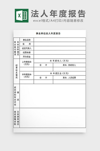 法人年度报告excel模板图片