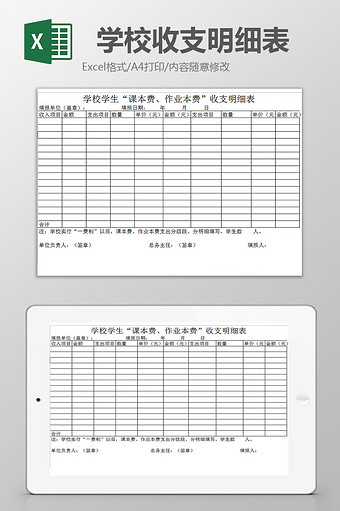 学校收支明细表excel模板图片