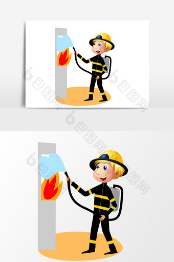 卡通手绘灭火设计元素图片
