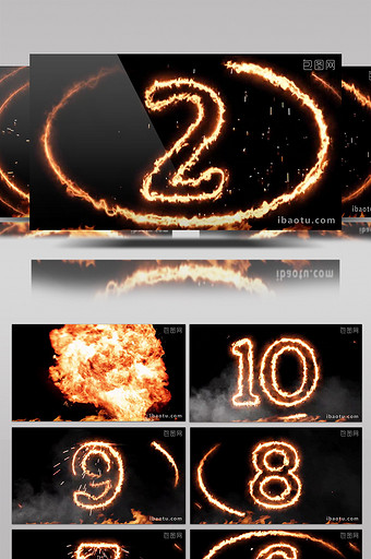4K超高清火焰爆炸10秒倒计时视频素材图片