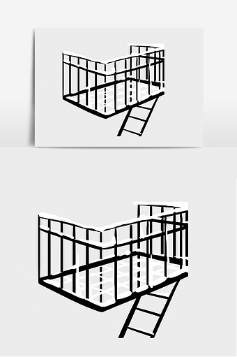 雪天创意护栏栏杆插画图片下载