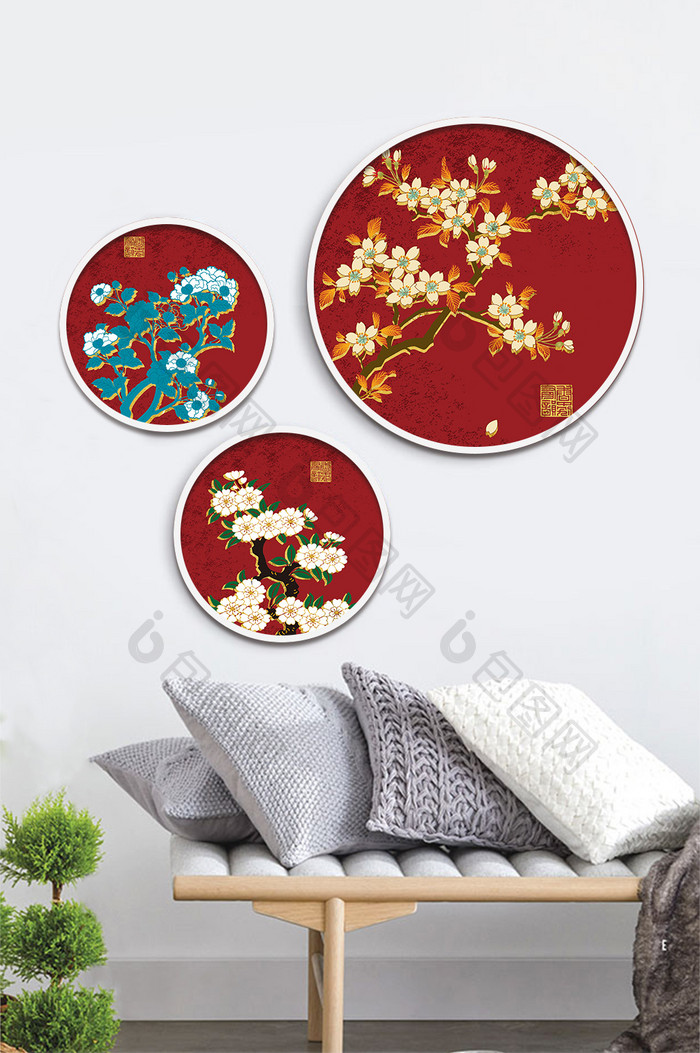 文艺中国风植物花卉书房客厅卧室装饰画