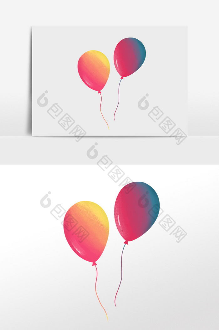 手绘节日彩色渐变气球插画元素