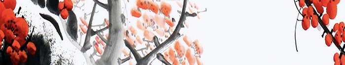 中国风水墨手绘红梅报喜电视背景墙