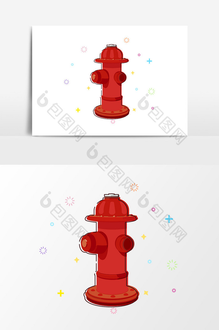 手绘红色消防栓设计元素