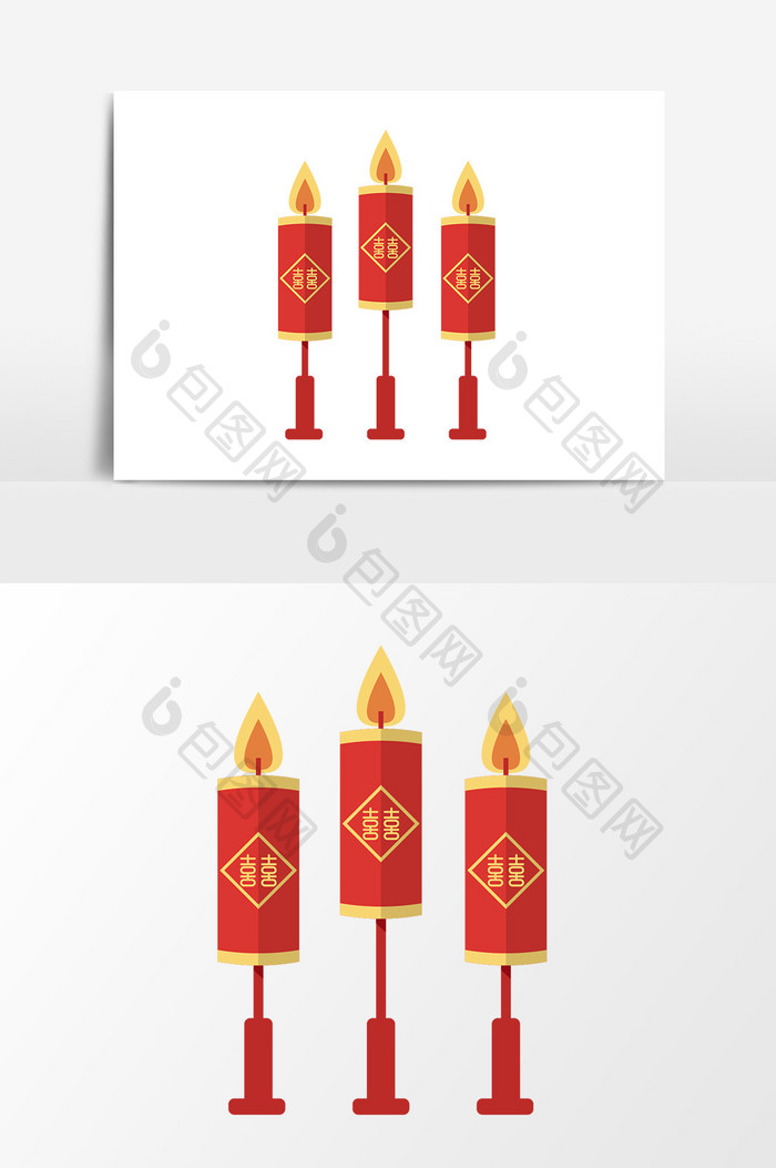 红色蜡烛设计元素