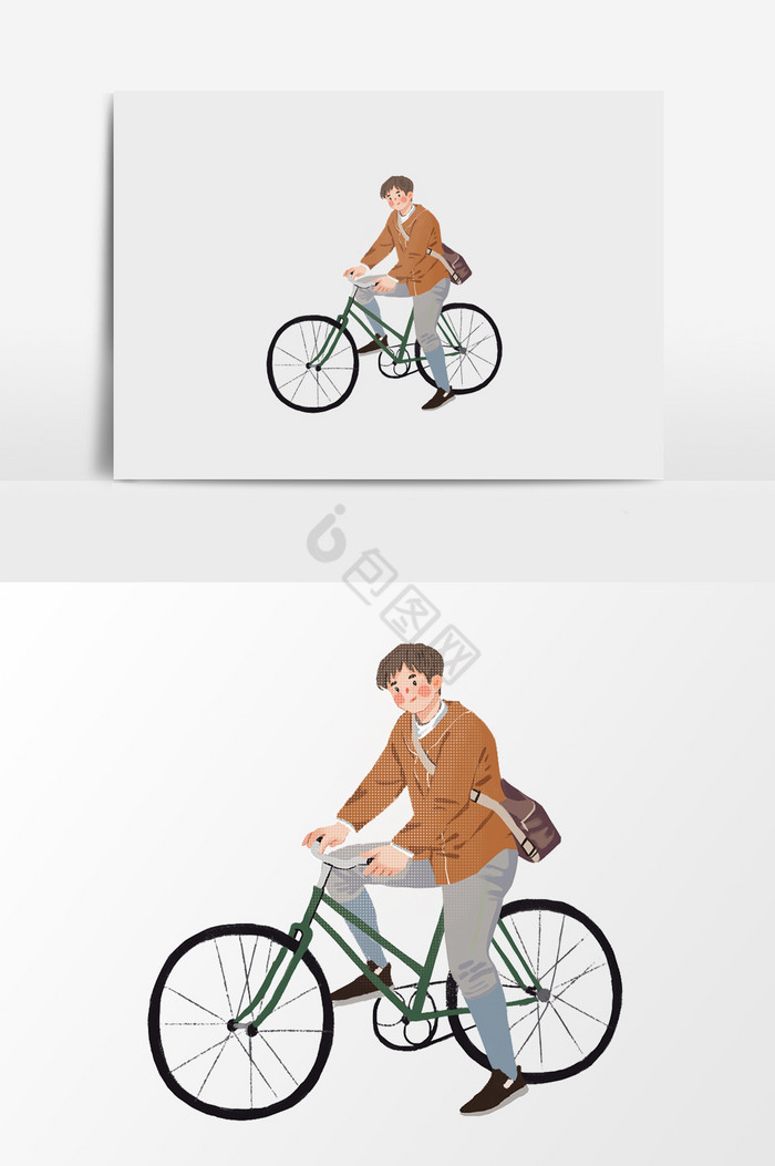 骑车男人插画图片