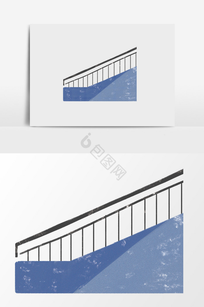 扶手楼梯插画图片