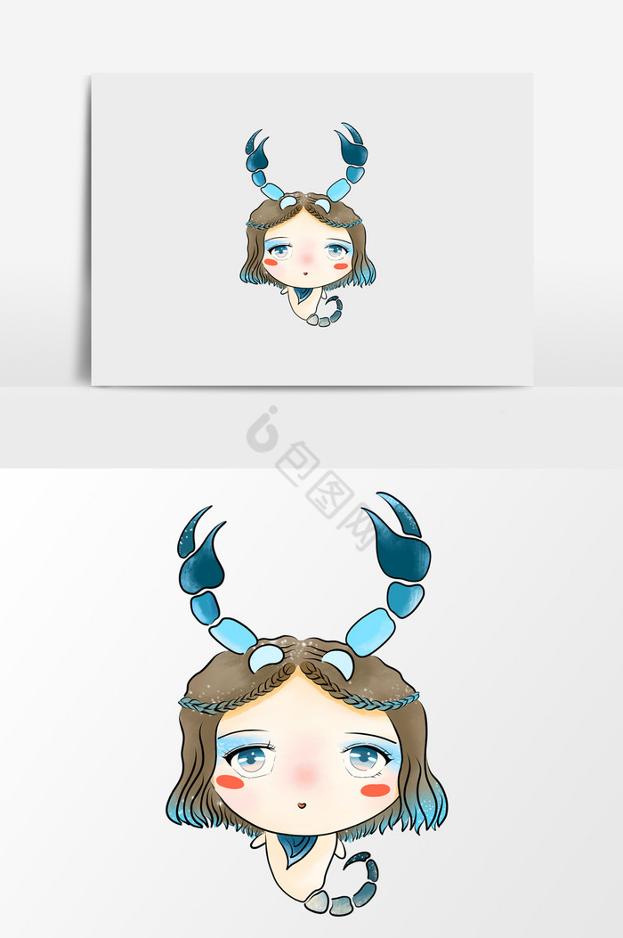 蝎子女孩插画图片