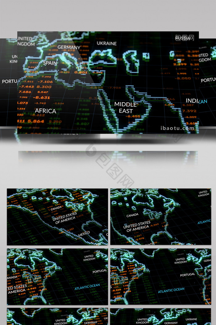 世界科技互联网地图展示蓝色合成素材