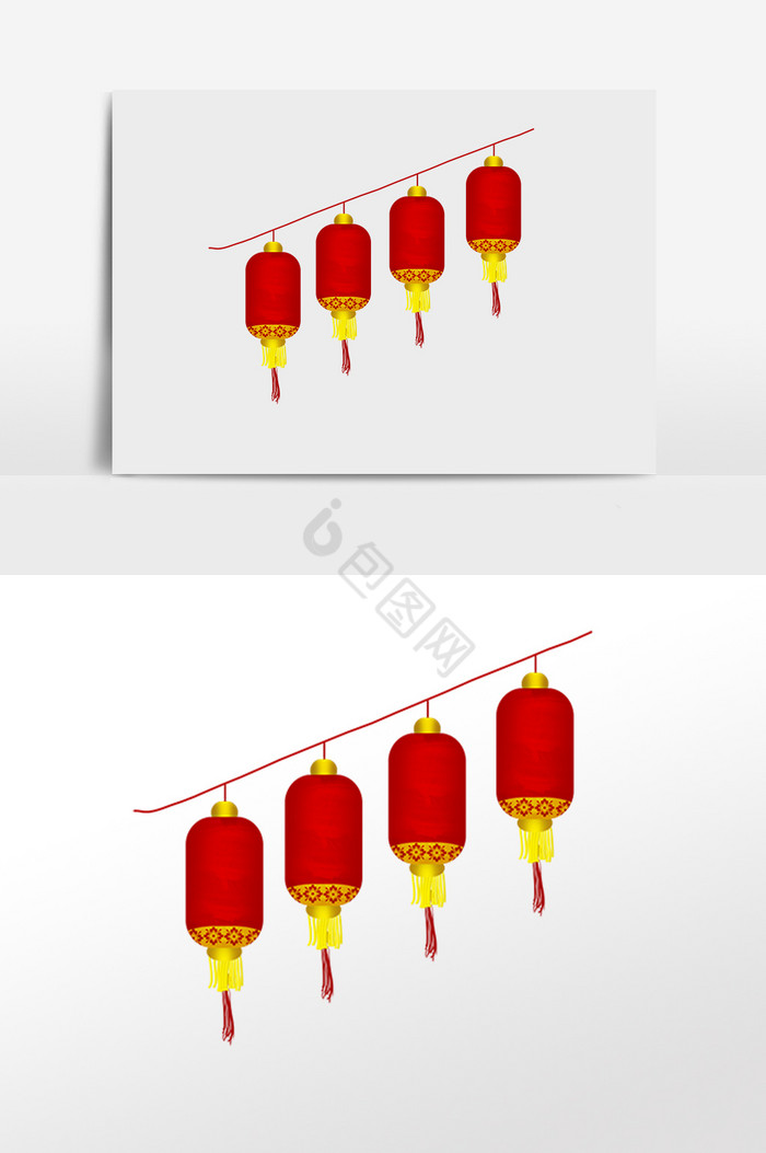 新年挂饰一排灯笼插画图片