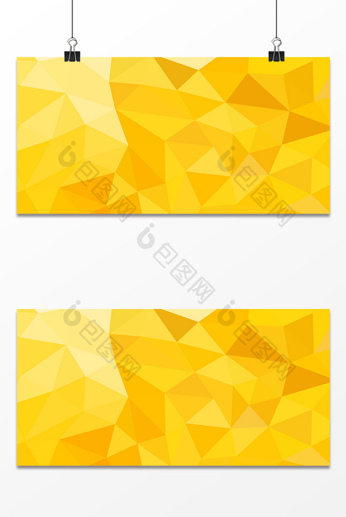 黄色低多边形几何背景展板设计