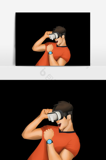 手绘卡通VR体验设计元素图片