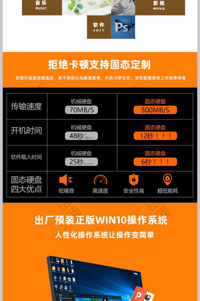简约清新数码笔记本台式机详情页