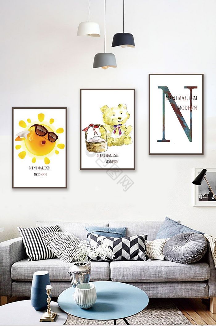 简欧动物字母创意儿童房装饰画图片