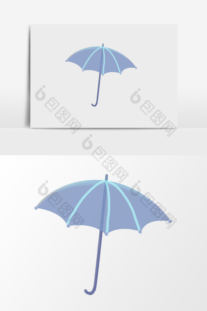 手绘透明雨伞插画元素