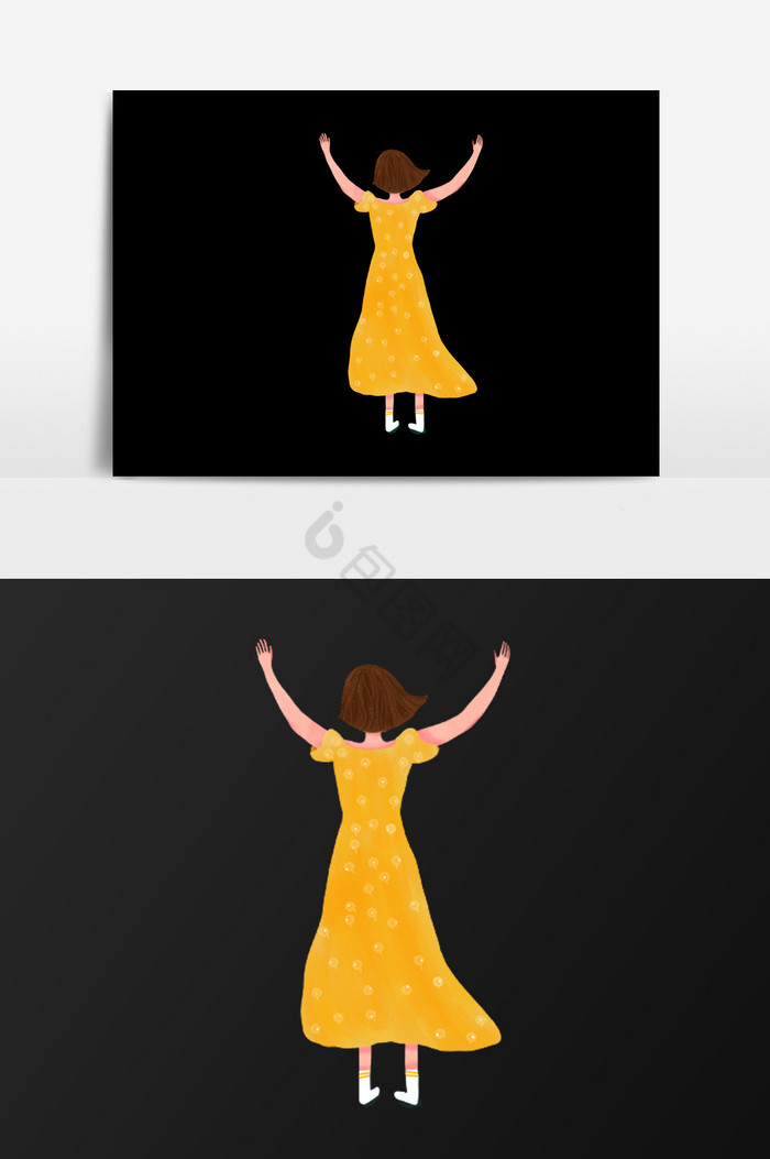 高举双手女人插画图片
