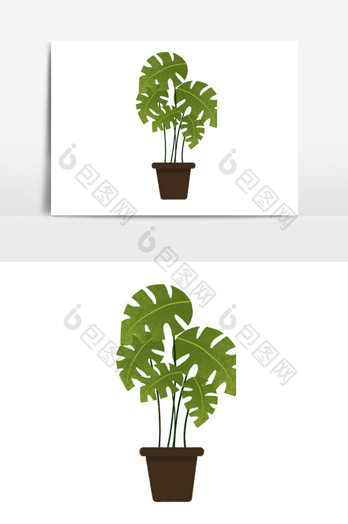 盆栽植物插画元素