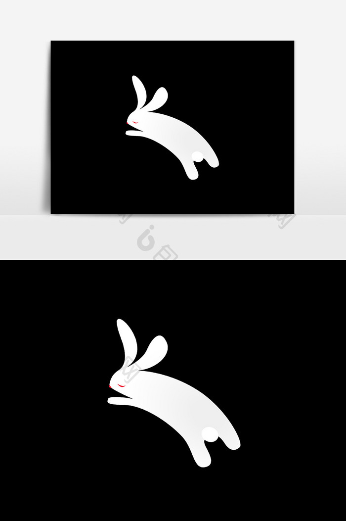 手绘白色兔子设计元素