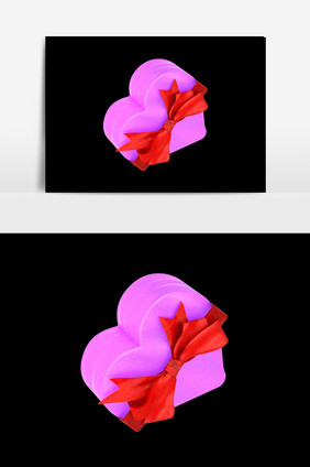 手绘桃心礼盒设计元素