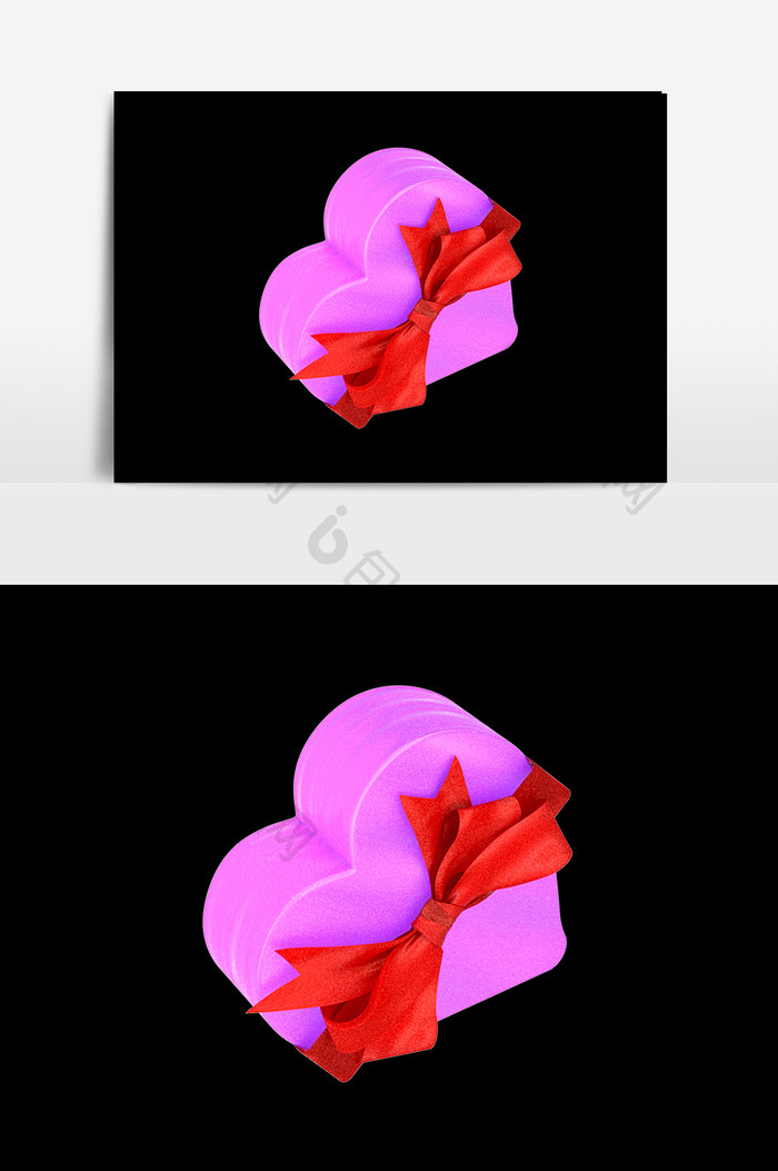 手绘桃心礼盒设计元素