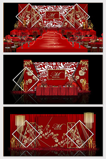 红色欧式中式主题婚礼效果图图片