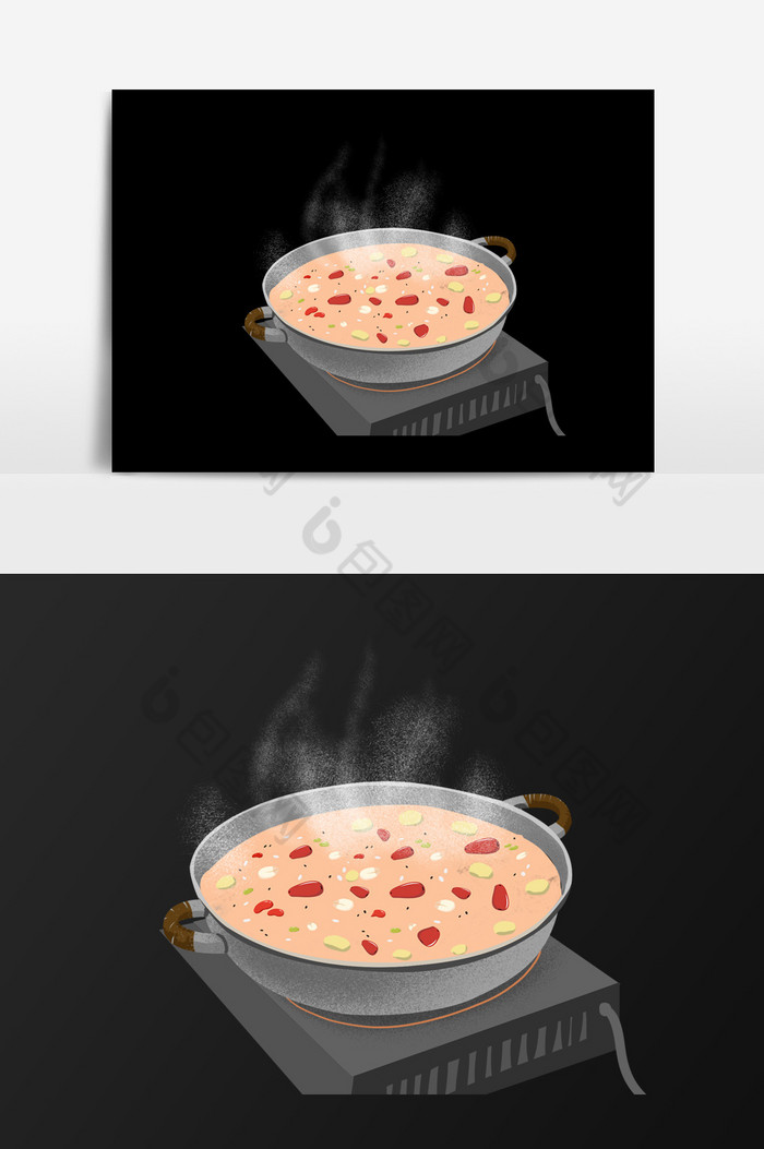 大锅煮汤插画图片