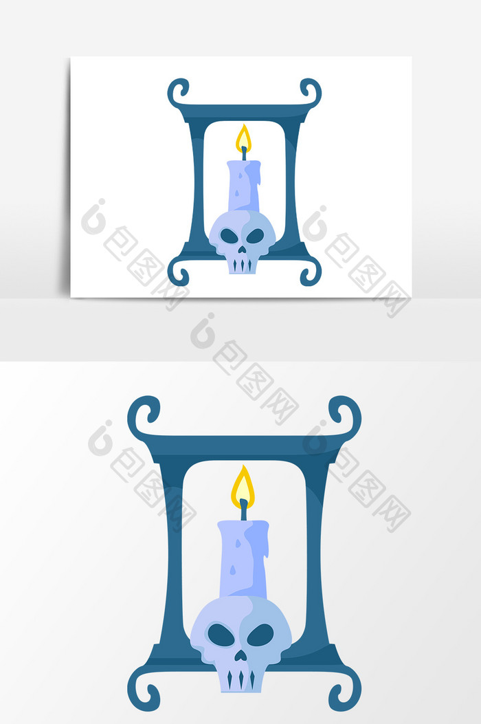 卡通骷髅蜡烛设计元素
