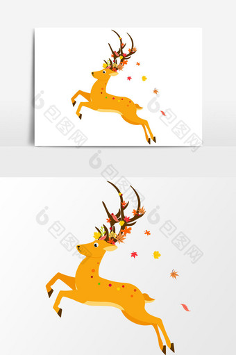 手绘小鹿元素卡通图片