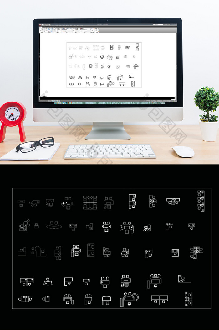 CAD工装办公桌模型