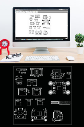 CAD组合沙发模型图库