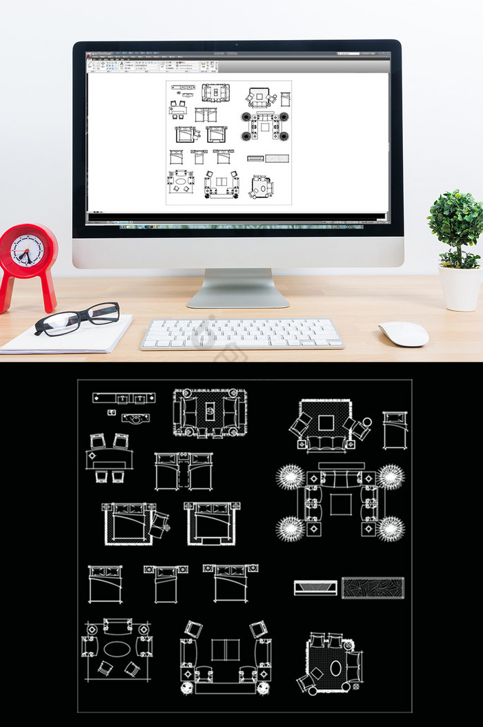 CAD组合沙发模型图库图片