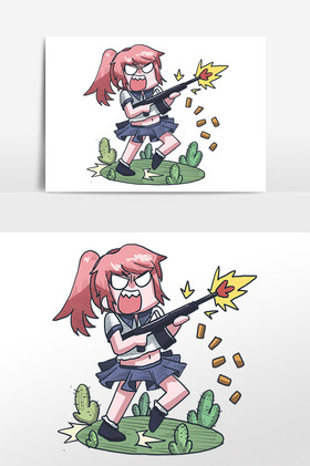 绝地求生吃鸡人物枪战插画图片