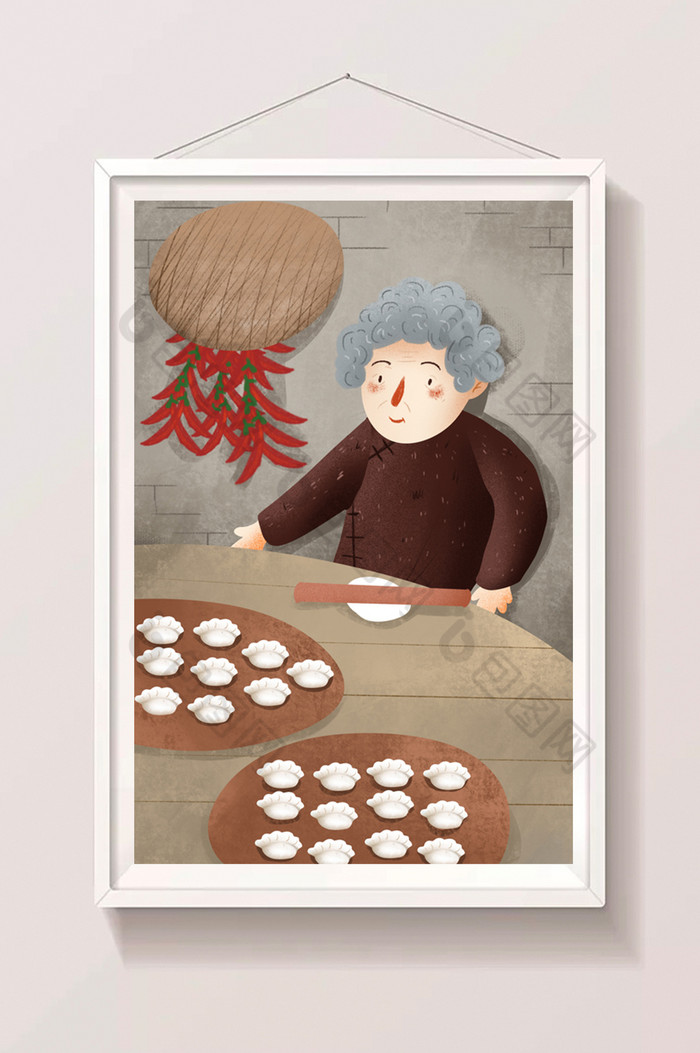 立冬包饺子插画图片图片