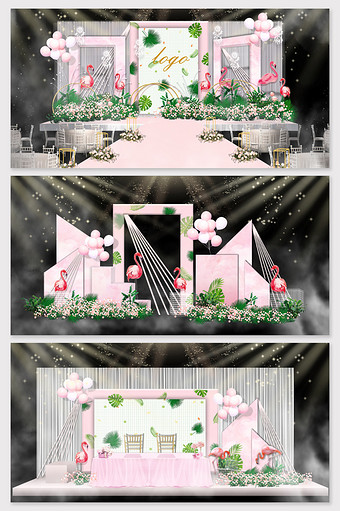 粉色火烈鸟系列婚礼效果图图片