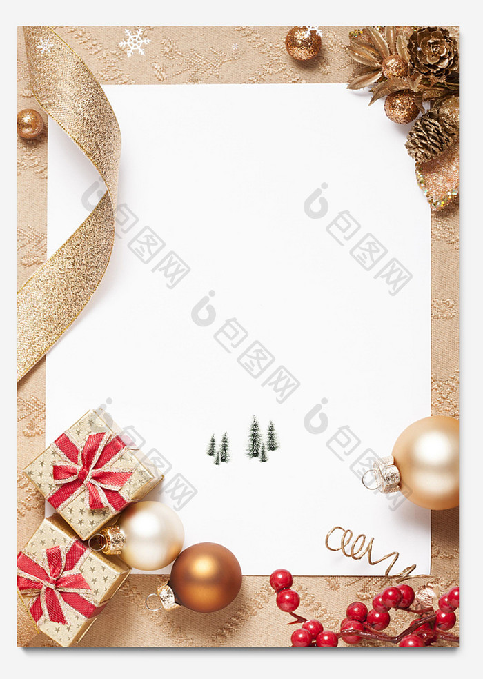 质感金色圣诞节信纸背景Word模板