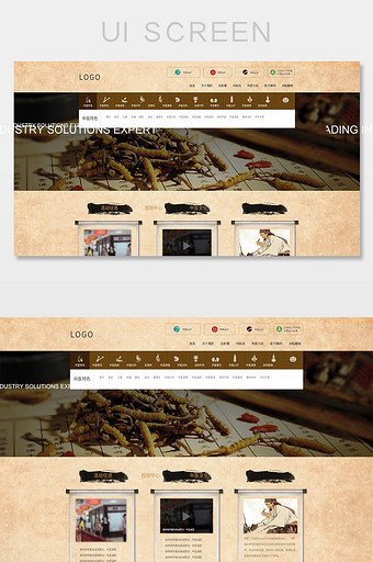 古风年代感中医网站UI界面首页图片
