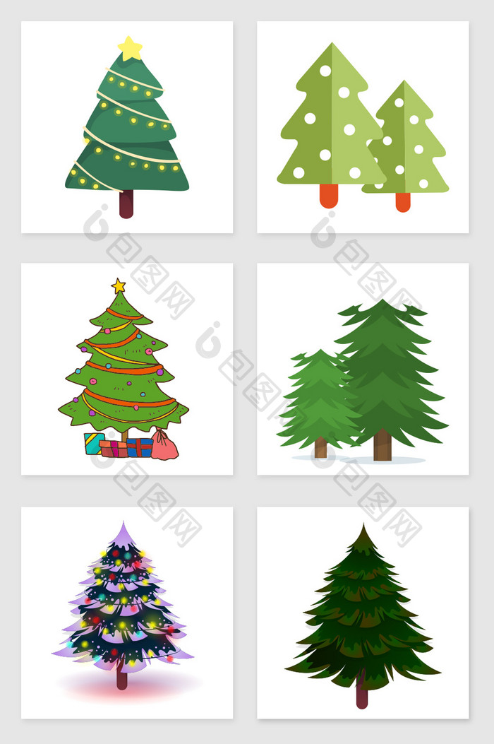 圣诞节松树插画元素