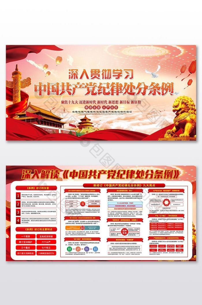 深入学习中国共产党纪律处分条例党建展板图片图片