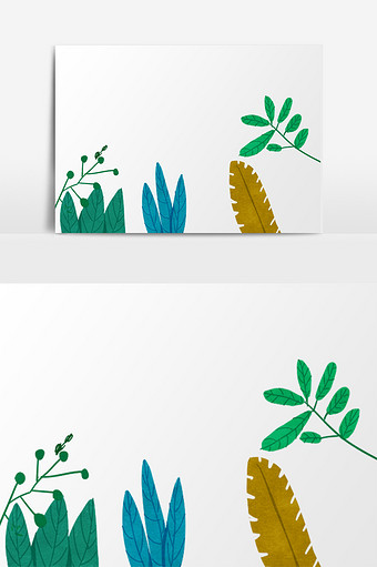 插画绿叶树叶元素素材图片