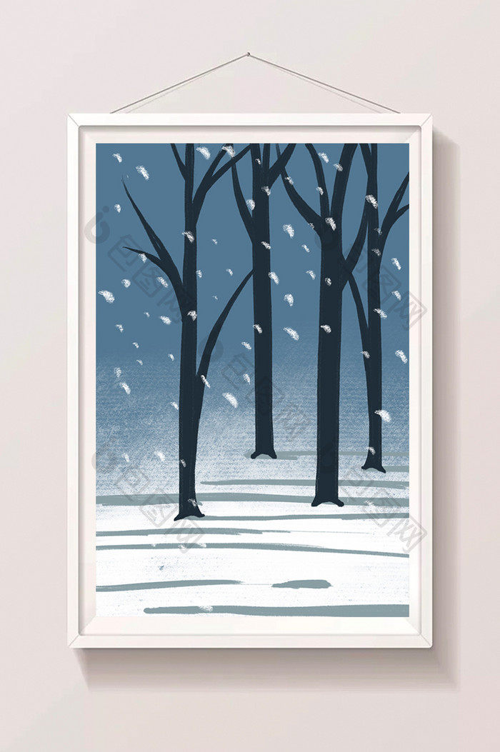 手绘雪中风景插画元素