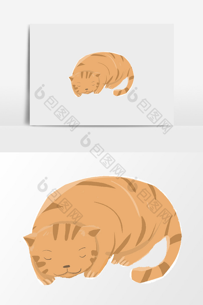 睡着的大猫插画图片