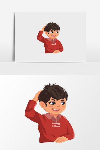 手绘腼腆男生插画元素通用背景1024*1540图片素材免费下载-编号1165606-潮点视频