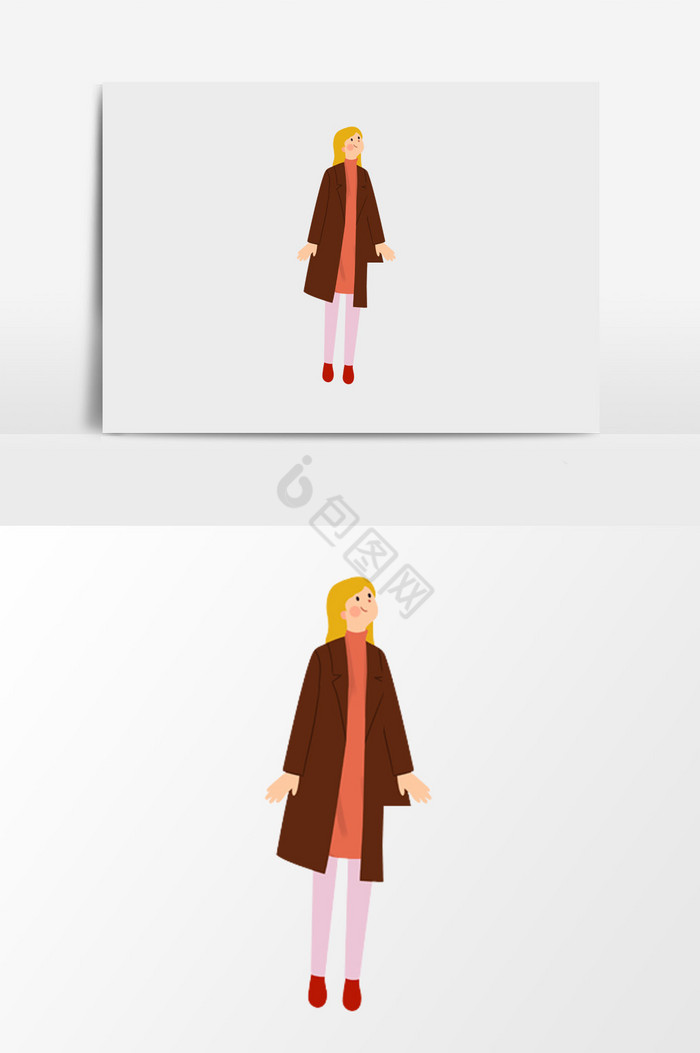 走路女人插画图片