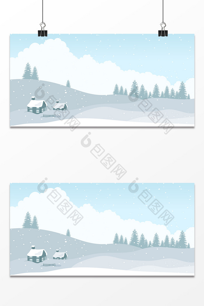 卡通雪景风景背景设计