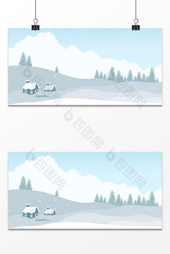 卡通雪景风景背景设计图片